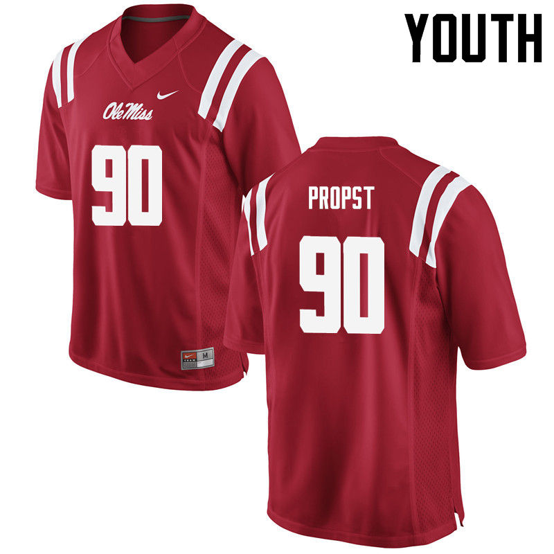 Jack Propst Ole Miss Rebels NCAA Youth Red #90 Stitched Limited College Football Jersey BRX0058HS
